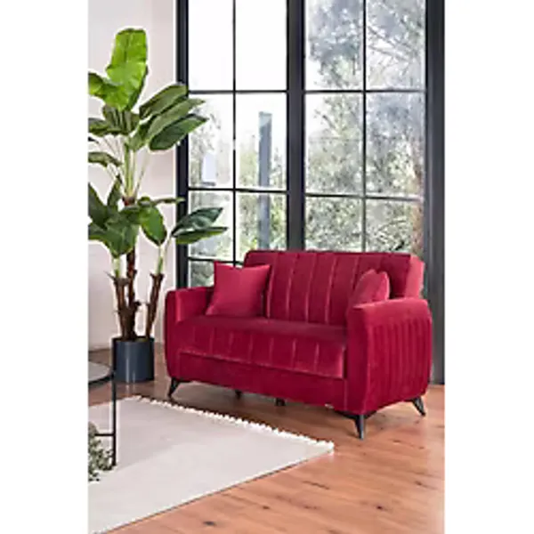 Kilim Mobilya Linda Iki Kişilik Kanepe Yüksek Ayaklı Bordo
