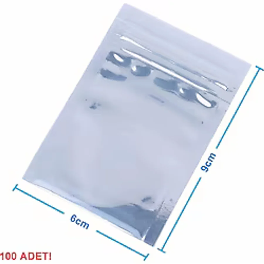 Kilitli Antistatik Poşet 6x9cm 100 Adet Şeffaf Su Toz Geçirmez Koruyucu Esd Metalize Torba Çanta
