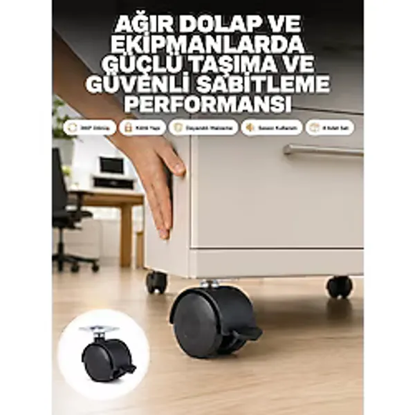 Kilitli Mobilya Tekerleği 6 cm 4'lü Kolay Kurulum - Lisinya