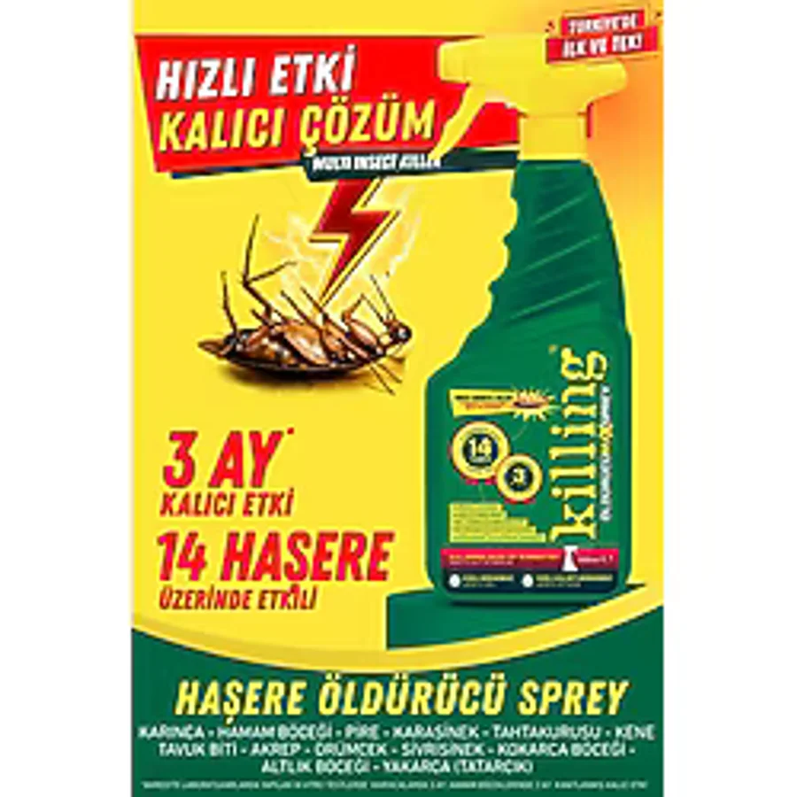 Killing Max Sprey 500 ml - Böcek İlacı Karınca 3 Ay Etkili 14 Haşere Hamam Böceği Pire Tahtakurusu