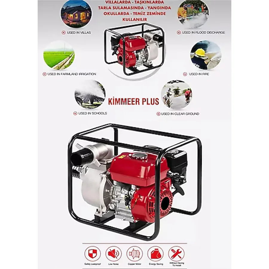 KİMMEER PLUS Profesyonel 3 İnç Benzinli Su Pompası Motoru