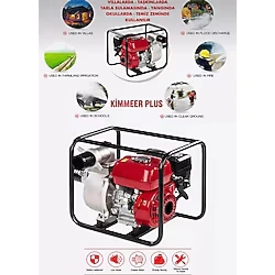 KİMMEER PLUS Profesyonel 3 İnç Benzinli Su Pompası Motoru