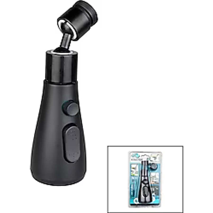 Kinetex 360 Derece Dönebilen- 3 Mod Siyah Yağmur Püskürtme Borulu Kubar Musluk Ucu KTX-3289