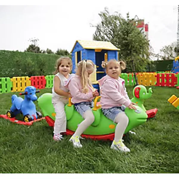 King Kids Çocuk Tahterevalli - Anaokulu ve Oyun Parkı İçin Eğlenceli Sallanma, Denge Geliştirici - Yeşil