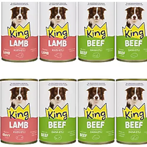King Köpek Konserve 400 Gr 12 Li Karışık Yaş Mama
