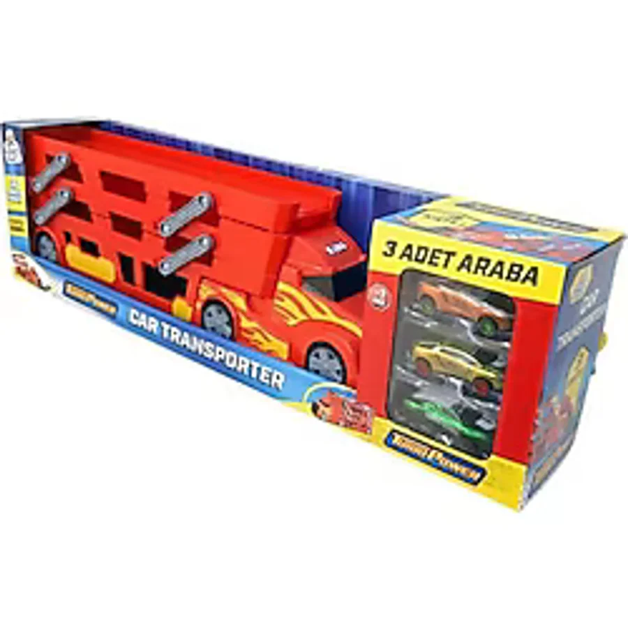 King Toys Kırmızı Arabalı Üç Katlı Tır