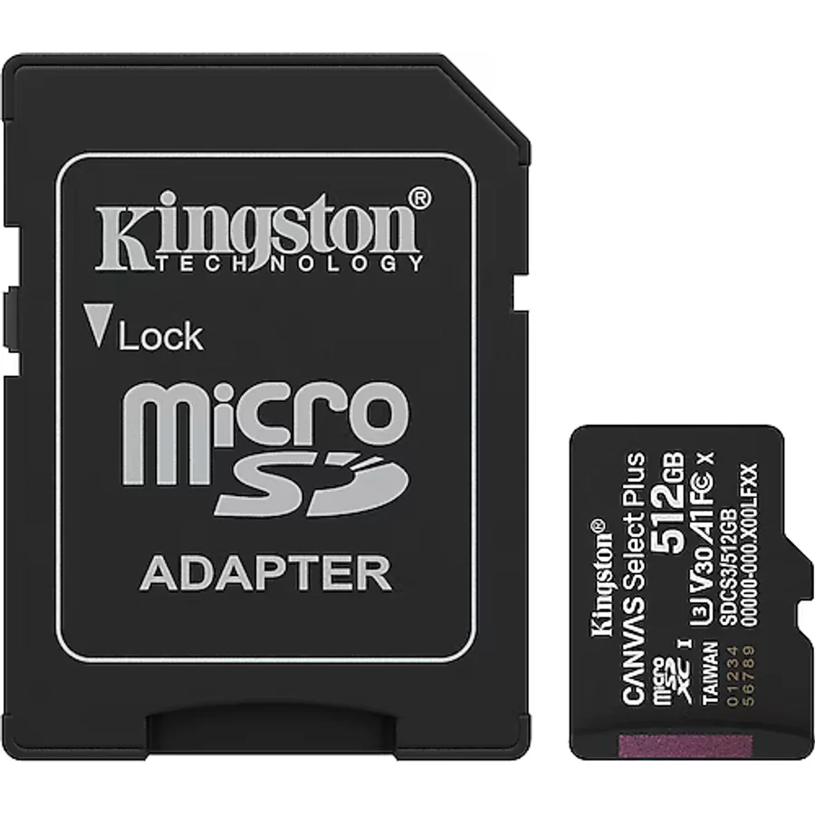 Kingston Canvas Select Plus SDCS3/512GB Class 10 UHS-I U3 A1 V30 512 GB Micro SD Kart