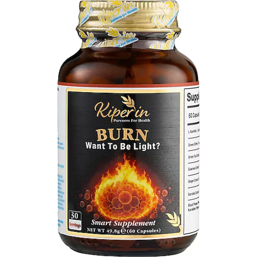 Kiperin Burn Vücut Yağı Hedefleyici L-karnitin, Yeşil Çay, Guarana, Zencefil, Garsiniya, Kafein 60 Kapsül