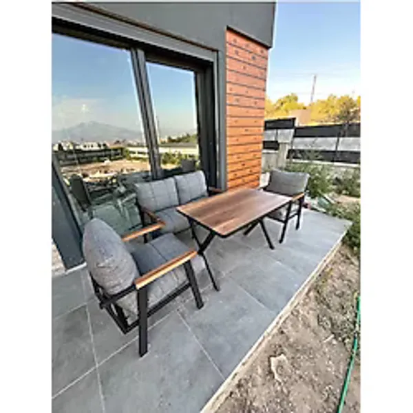 Kırlenta DUMAN POFİ 2+1+1+MASA BALKON TAKIMI BAHÇE TAKIMI MASA SETİ BAHÇE MOBİLYASI BALKON SET