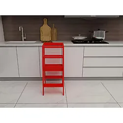 Kırmızı Ahşap Çocuk Öğrenme-Etkinlik Kulesi