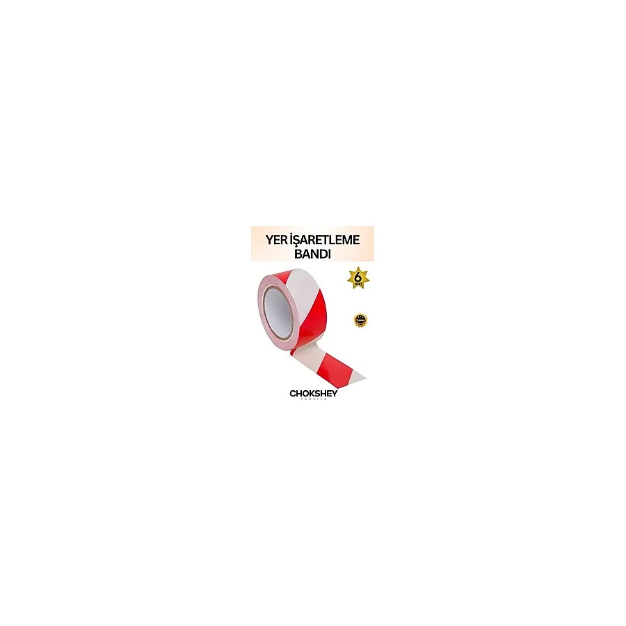 Kırmızı Beyaz Yer Işaretleme Bandı 50MMX30MT - 6 Adet