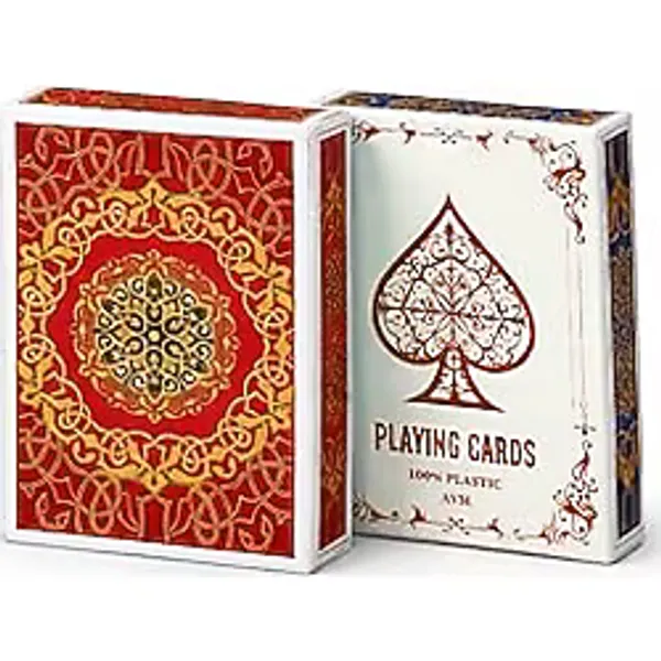 Kırmızı Jumbo Boy Pvc Plastik Su Geçirmez iskambil Poker Oyun Kağıdı rd61kr