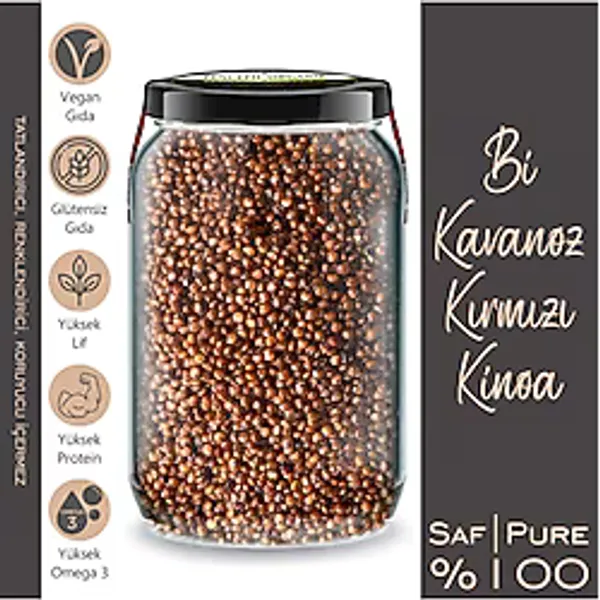 Kırmızı Kinoa Bi Kavanoz 660 Cc. Cam Kavanozda 500 Gr. Kırmızı Kinoa
