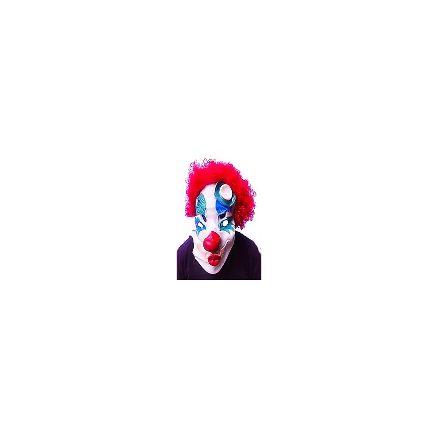 Kırmızı Renk Afro Bonus Peruklu Palyaço Lateks Et Maske (5250)