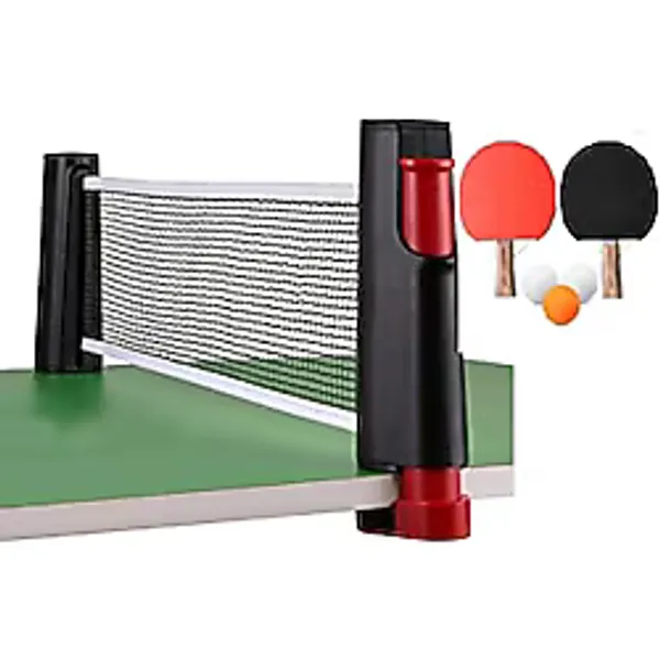 Kırmızı Siyah Tüm Masalara Uyumlu Mekanizmalı Masa Tenisi Filesi 2 Raket 3 Top Set