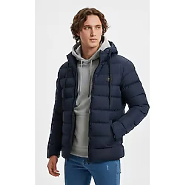 Kışlık Erkek Parka - Astarlı Parka Mont, Rüzgar Geçirmez & Su Geçirmez, Kapüşonlu, Fermuar + Çıtçıt Kapama, Cepli Mont, Günlük Kullanım