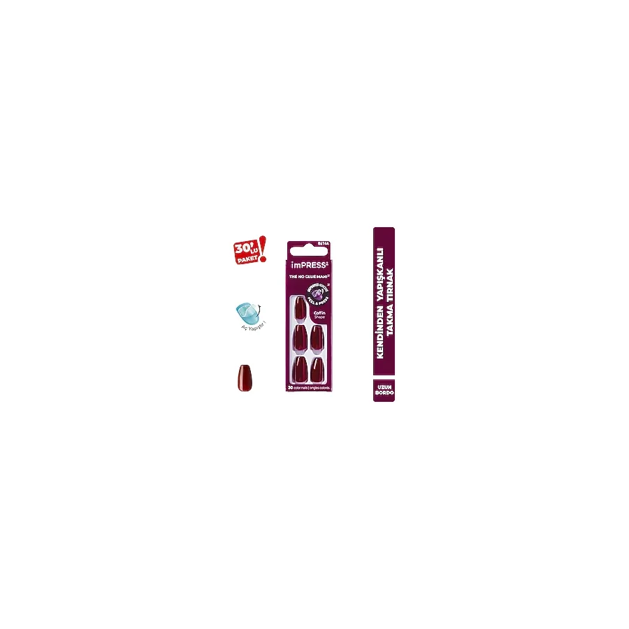 Kiss Impress Color Kendinden Yapışkanlı Takma Tırnak Uzun Mürdüm Medium 511