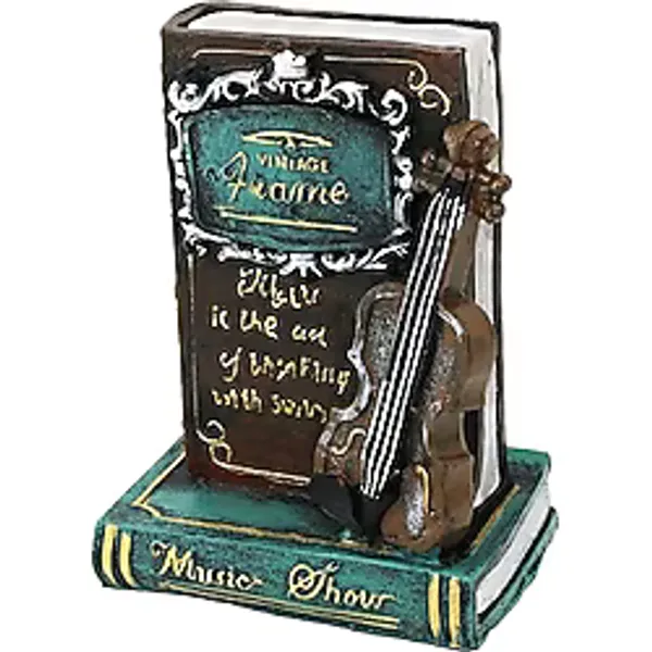 Kitap Ve Keman Tasarımlı Biblo Kumbara - Vintage Model - Dekoratif Obje