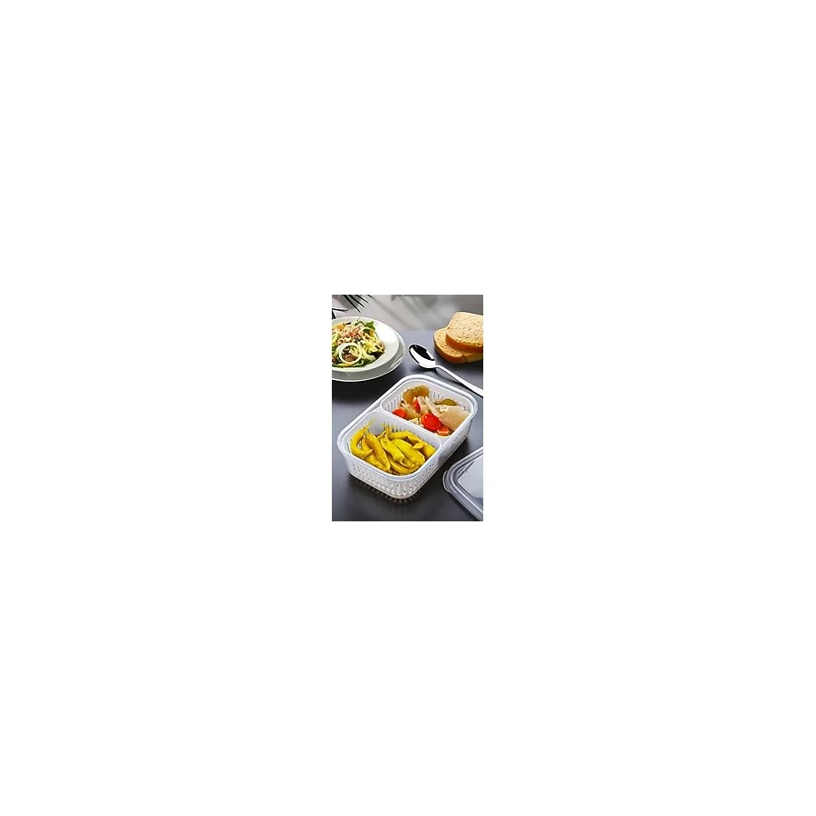 Kitchen Life 2 Bölmeli Süzgeçli Turşuluk - Öğünlük Et Sebze Saklama Kabı Seti Dondurulmuş Gıda Organizeri Şeffaf Beyaz