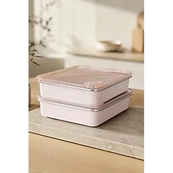 Kitchen Life 2'li Stainless Paslanmaz Çelik Vakumlu Saklama Kabı,fırın ve Kek Kabı 1,9 Lt Yemek Kabı Sefer Tası - Pembe