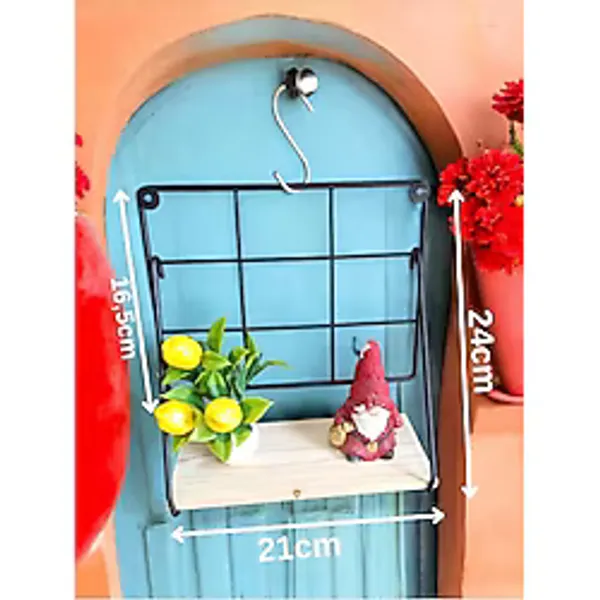 Kitchen Line Mini Kare Raf Metal - Ahşap Raf Fotoğraf Rafı Duvar Dekoru Vitrin Rafı
