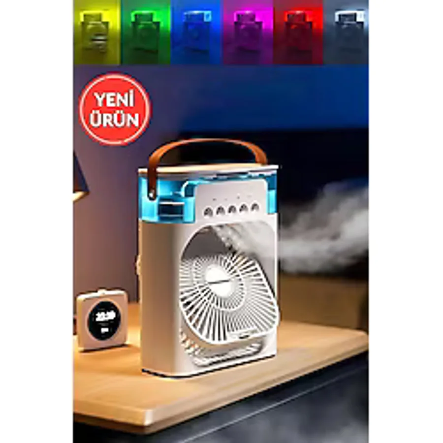 Kitchen Time 600 Ml Ulrasonik Hava Araç Vantilatörü Nemlendirici Fan Pervane Buhar Makinesi Ve Buzlu Klima Rgb