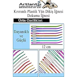 Kıvrımlı Plastik Yün İğnesi 12 Cm 20 Adet 1 Paket Plastik Dikiş Dokuma İğnesi Kavisli İplik İğne Goblen
