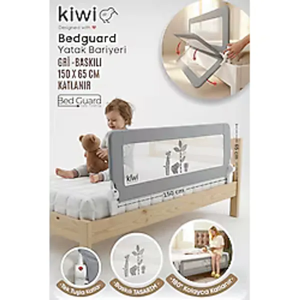Kiwi Çocuk Yatak Koruyucu Bariyeri Ve Yatak Korkuluğu, Ekstra Dolgulu Kumaş Bed Guard