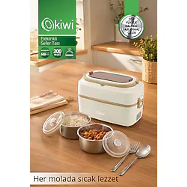 Kiwi Elektrikli Sefer Tası 2 x 500 ml Çelik Kap Sıcak Tutma Susuz Çalışma Koruması
