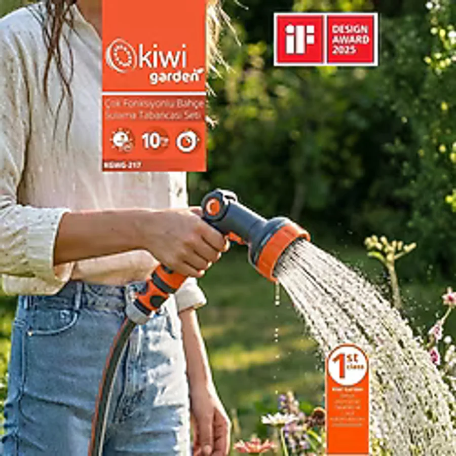 Kiwi Garden Kgwg-217 Çok Fonksiyonlu Bahçe Sulama Tabancası Seti Gri
