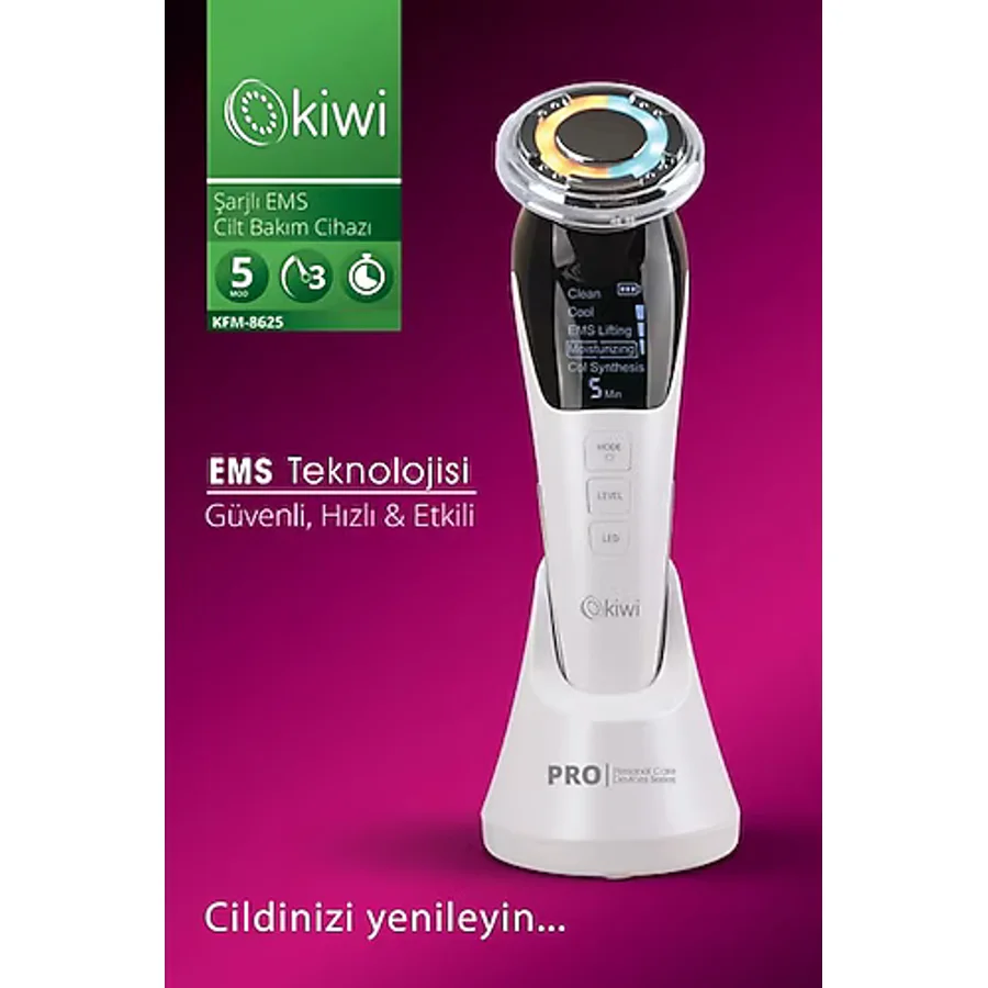 Kiwi KFM-8625 Soğuk Sıcak Kompresli Titreşimli Şarjlı Yüz Masaj Aleti