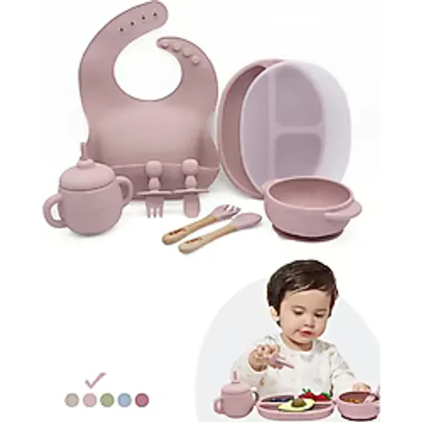 Kiwi Pumpkin 11 Parça Full Bebek Beslenme Seti, Mama Seti Bpa Free, Doğal Silikon - Rose Pink