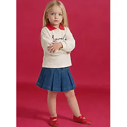 Kız Bebek Beli Lastikli Jean Şort Etek