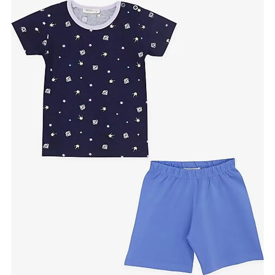 Kız Bebek Breeze Şortlu Pijama Takımı Taç Desenli Lacivert (9 Ay-3 Yaş) Lacivert 3 Yaş