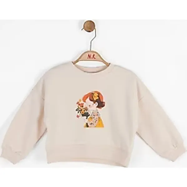 Kız Bebek Pamuklu Iki Iplik Bahar Sweatshirt - Krem - 2 - 3 Yaş