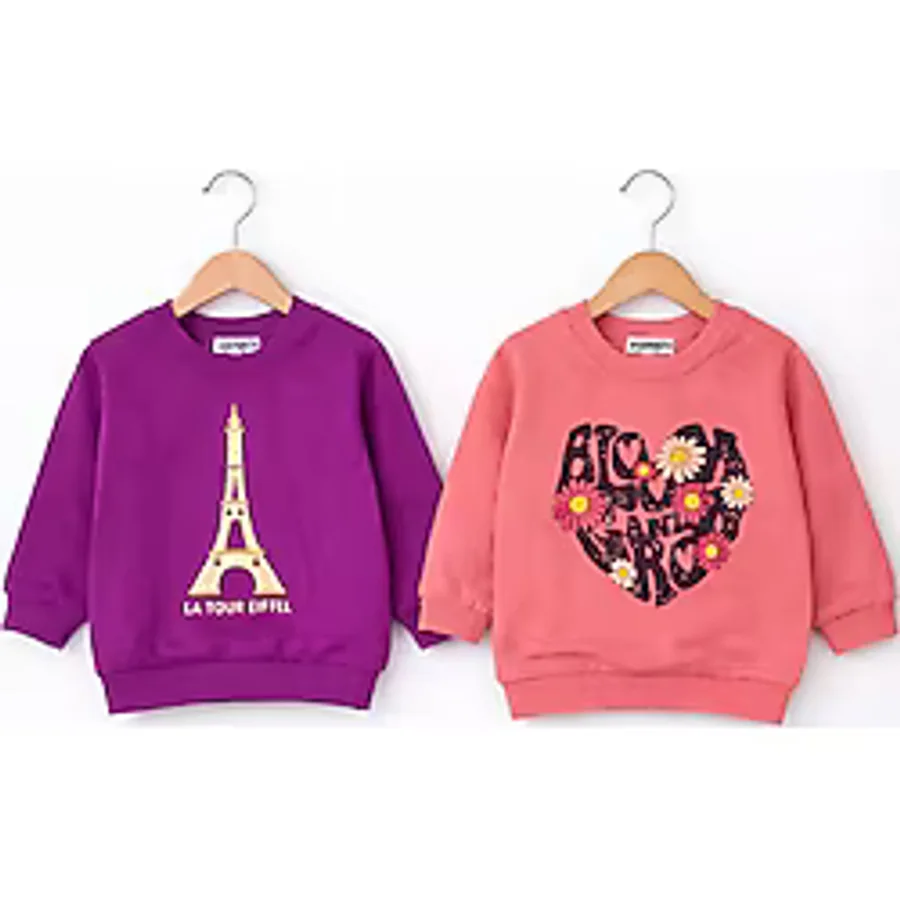 Kız Bebek Pamuklu Sweatshirt - Desenli Model 9 Ay