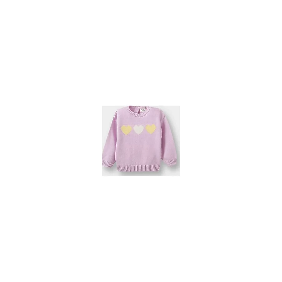 Kız Bebek Regular Fit Bisiklet Yaka Romantik Baskılı Kazak