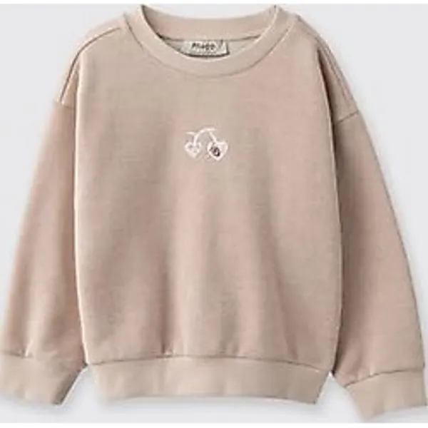 Kız Bebek Sim Detaylı Nakışlı Bej Sweatshirt 2 Yaş (92 cm)