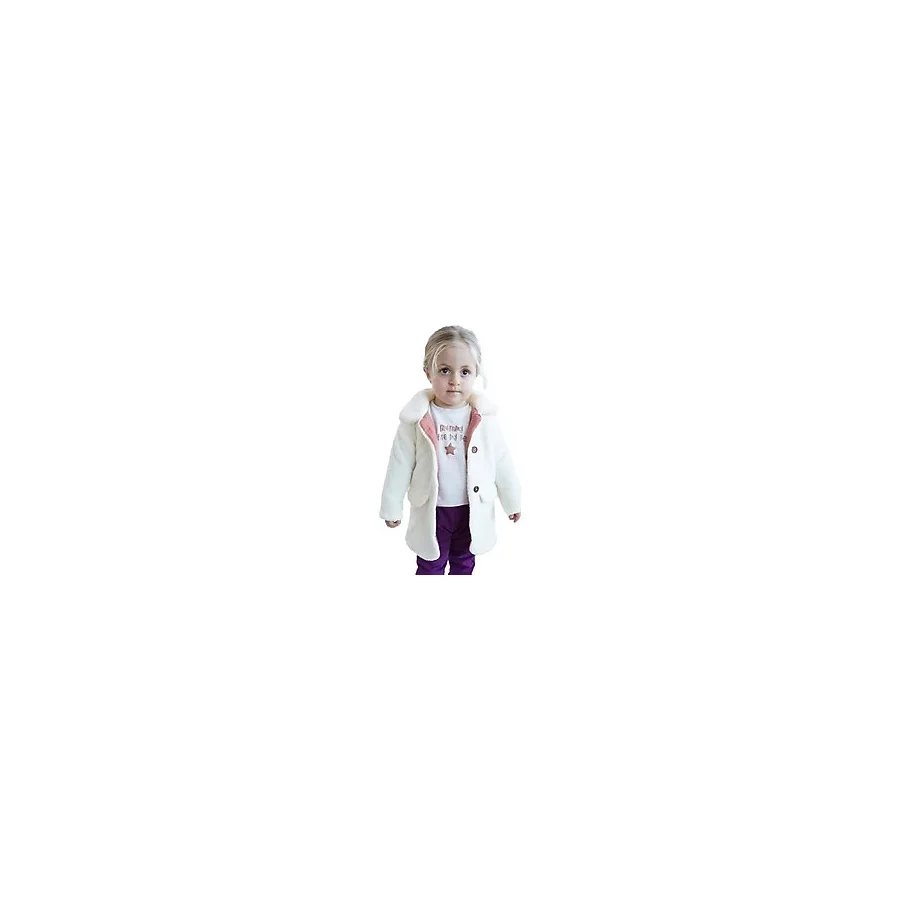 Kız Bebek Ve Çocuk Renkli Astarlı Peluş Kaban (Ekru, 12 yaş)
