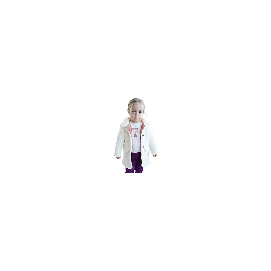 Kız Bebek Ve Çocuk Renkli Astarlı Peluş Kaban (Ekru, 5 yaş)