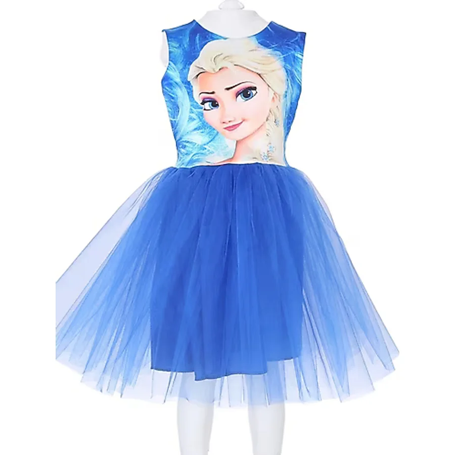 Kız Çocuk Mavi Elsa Tütü Elbise