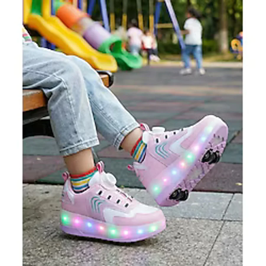 Kız Çocuk Patenli Işıklı Rahat Spor Ayakkabı&yeni Model Tarz Patenli Kaykay Tekerlekli Lila Pembe