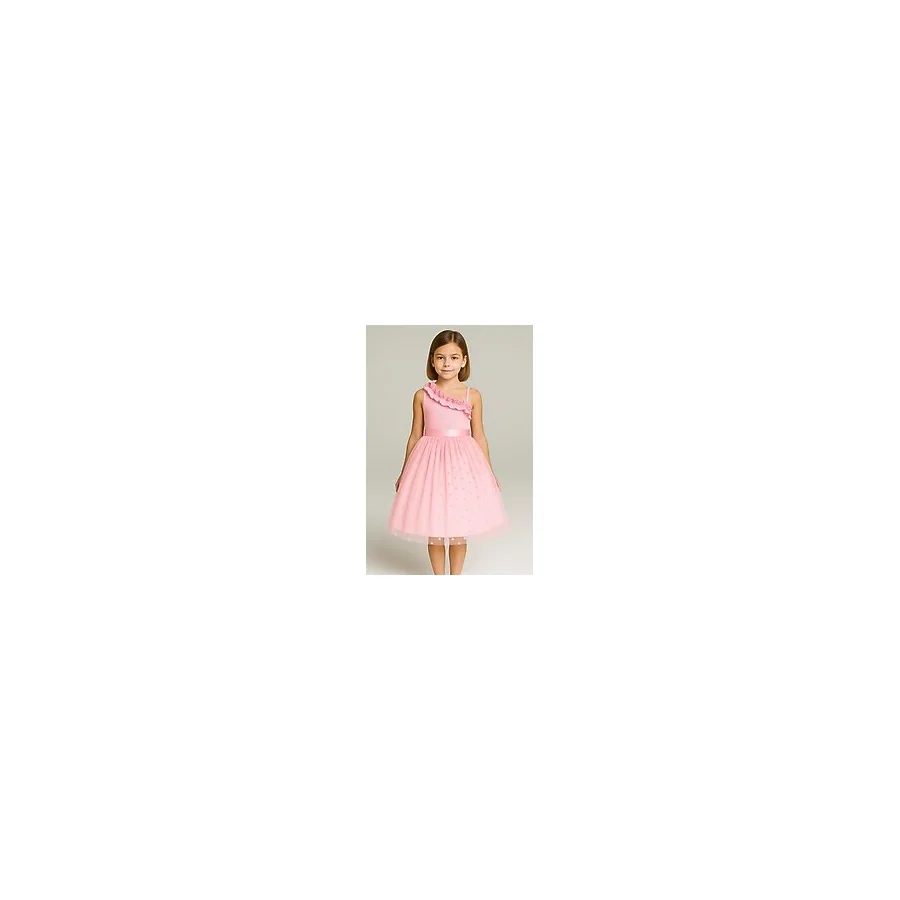 Kız Çocuk Prenses Model Tül Abiye Elbise -Özel Gün Davet Abiyesi - 13 - 14 Yaş - Pembe