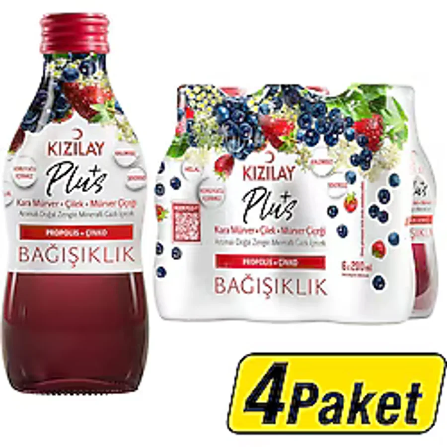 KIZILAY Plus Kara Mürver & Çilek & Mürver Çiçeği 200 Ml X 24 Şişe - Erzincan