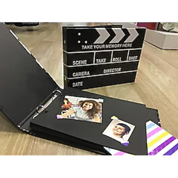 Klaket Tasarımlı Kendin Yap Fotoğraf Albümü Hediye Albümü Siyah