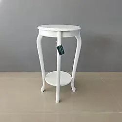Kleinhaus Saksılık - Ahşap Yan Sehpa - Fiskos Beyaz