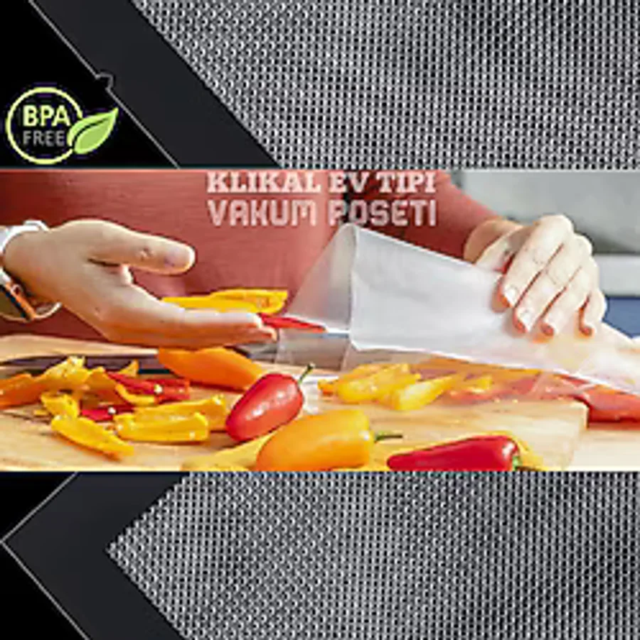 Klikal 18x25 100 Adet Tırtıklı Vakum Makinesi Poşeti Ev Tipi