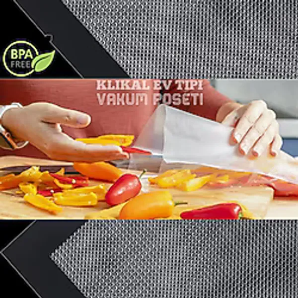 Klikal 20x26 100 Adet Tırtıklı Vakum Makinesi Poşeti Ev Tipi