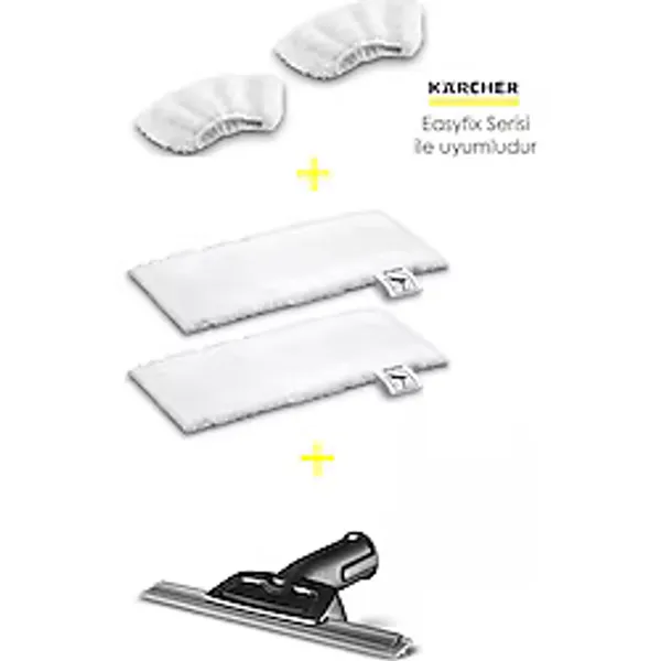 Klintex Karcher SC2 SC3 SC4 SC5 Buharlı Temizlik Makinesi Modelleri Uyumlu Mop Bezi Seti (Easyfix Başlıklar İçin)