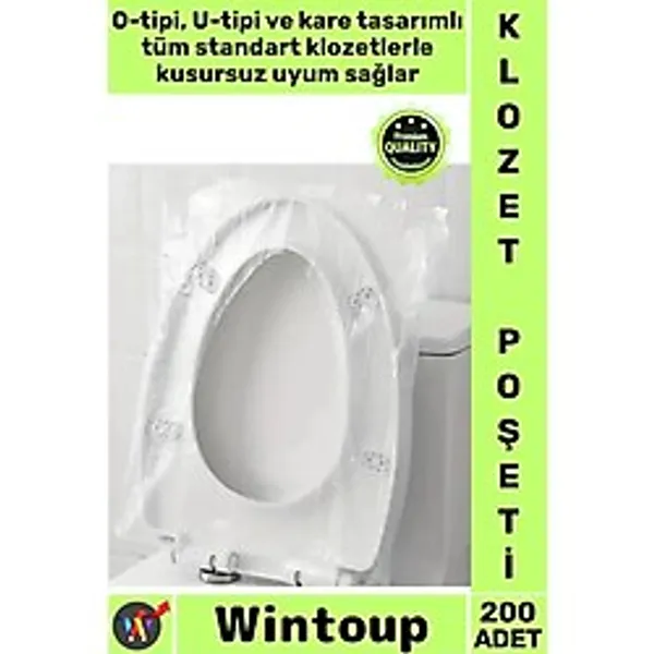 #KlozetPoşeti Su Geçirmez Seyahat Tipi Klozet Kapağı Örtüsü Poşeti Hijyenik Tek Kullanımlık 200 Adet